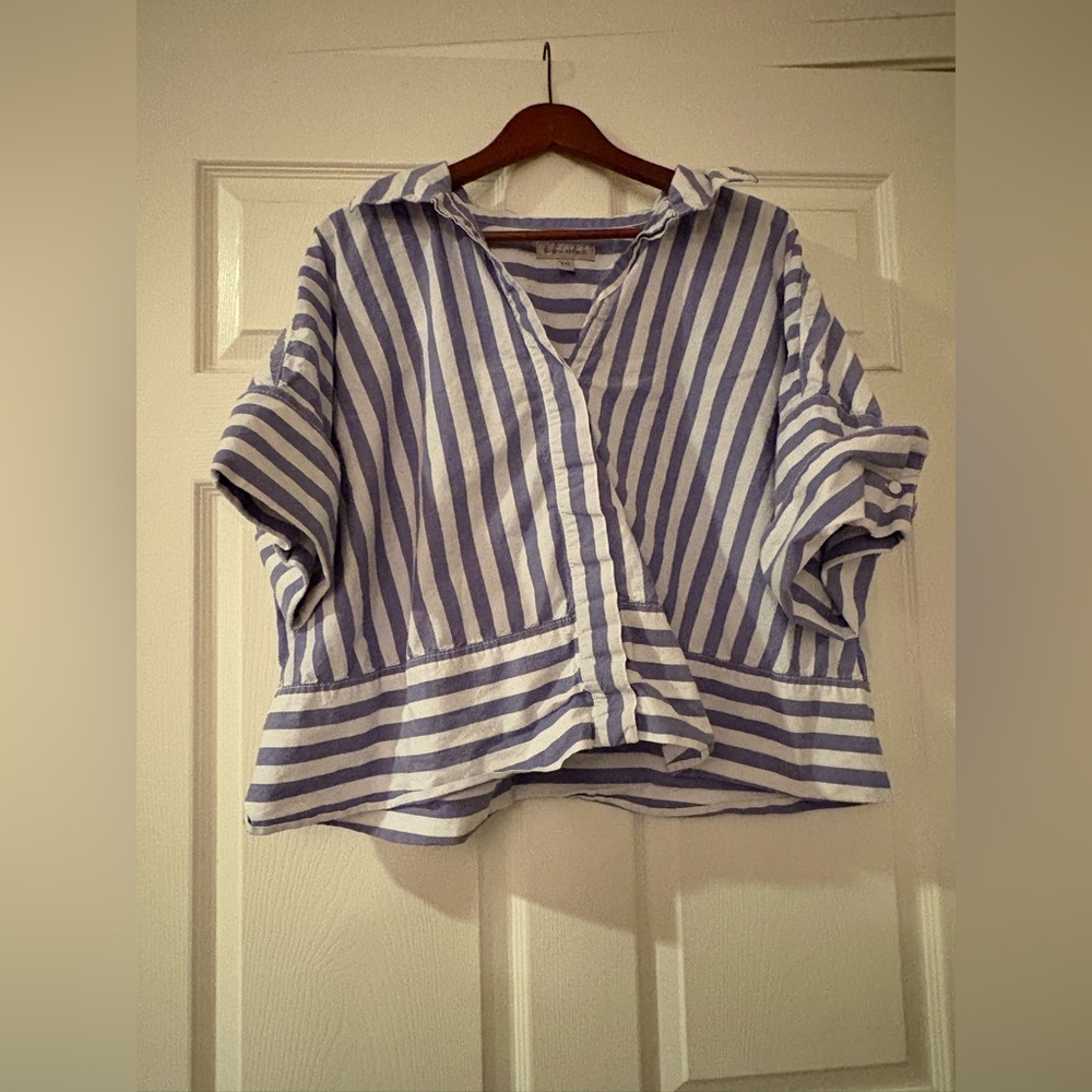 Banana Republic Laurel button down cotton shirt stripe French cuff size XXL